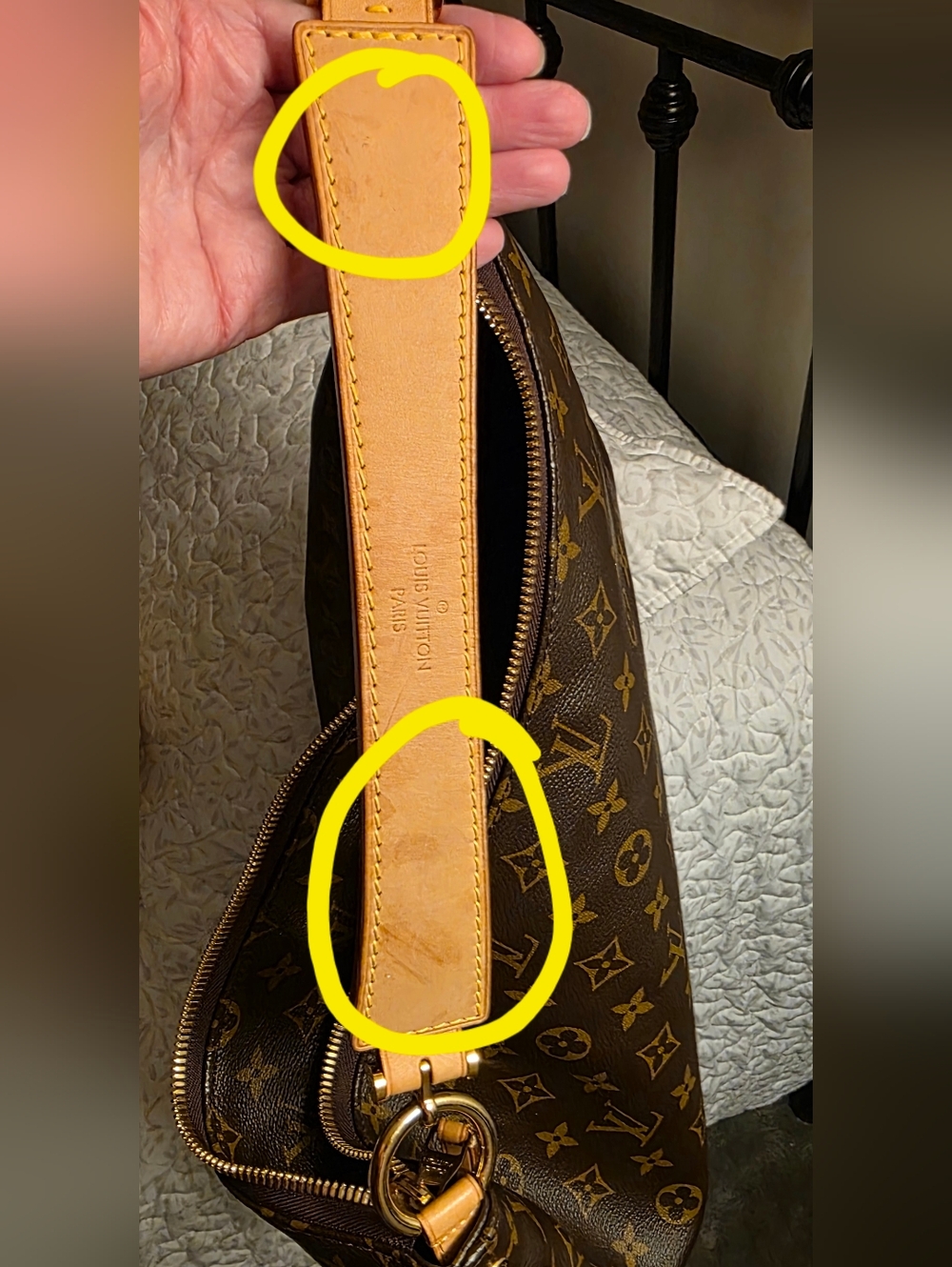 Louis Vuitton Monogram Shoulder Hobo Bag in Brown and Vachetta - Picture 16 of 16